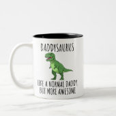 Funny Daddy Dinosaur Daddysaurus ツートーンマグカップ (左)