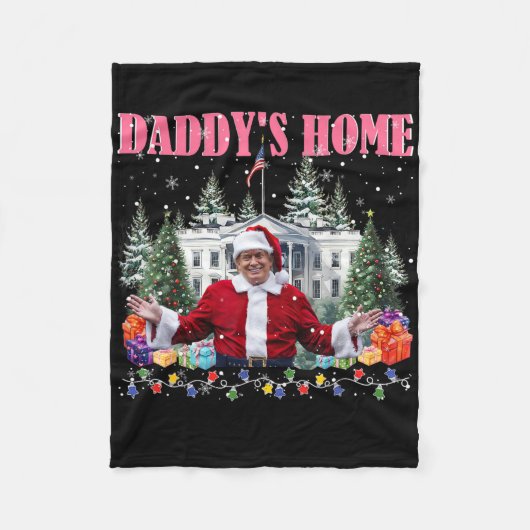 Funny Daddy's Home Trump Pink 2024 Take America Ck フリースブランケット (正面)