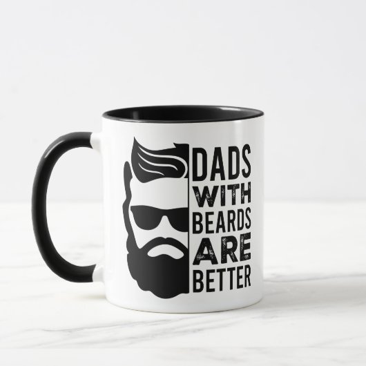 Funny Dads with Beards Quote Black Graphic Mug マグカップ (左)