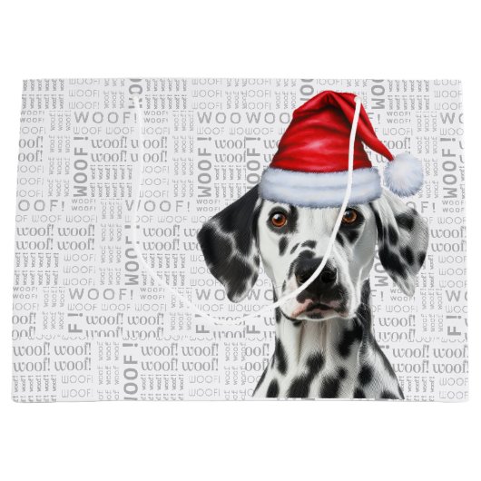 Funny Dalmatian Christmas Dog Holiday ラージペーパーバッグ (正面)