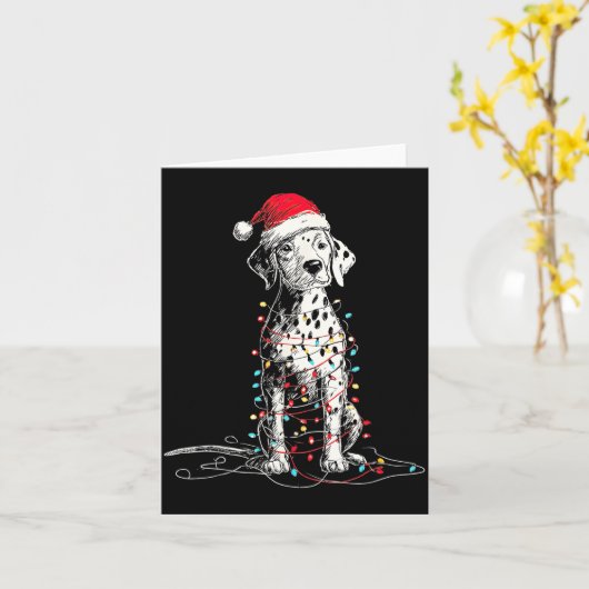 Funny Dalmatian Christmas Graphics Dog Lights Love カード (黄色い花)