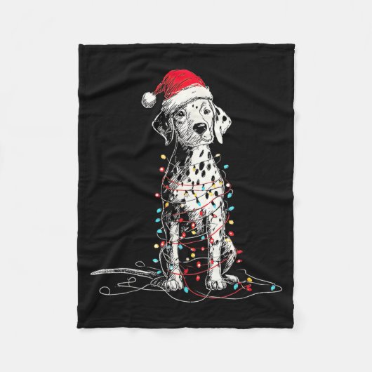 Funny Dalmatian Christmas Graphics Dog Lights Love フリースブランケット (正面)