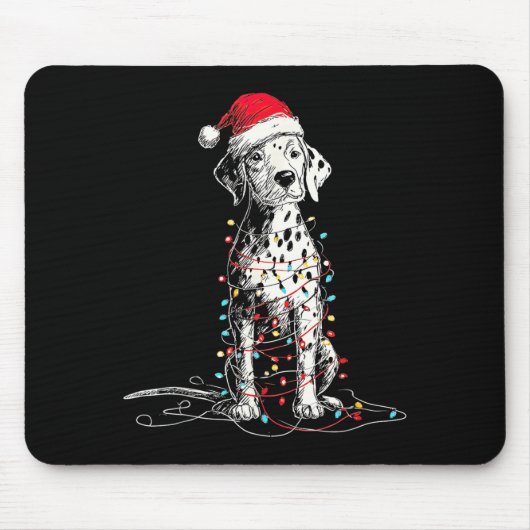 Funny Dalmatian Christmas Graphics Dog Lights Love マウスパッド (正面)