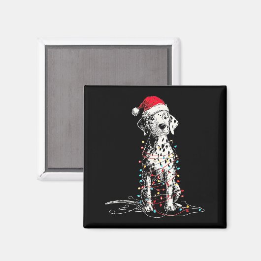 Funny Dalmatian Christmas Graphics Dog Lights Love マグネット (正面/裏面)