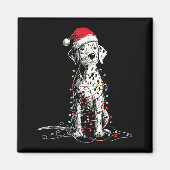 Funny Dalmatian Christmas Graphics Dog Lights Love マグネット (正面)