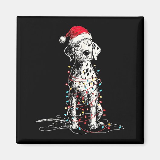 Funny Dalmatian Christmas Graphics Dog Lights Love マグネット (正面)