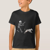 Funny Dalmatian Running Skeleton Halloween  Tシャツ (正面)