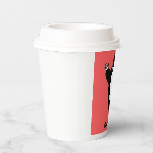 Funny Dancing Cat Paper Mug – Cute Black & White C 紙コップ (右)