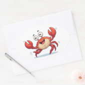 Funny Dancing Crab Cartoon Art Sticker 楕円形シール (封筒)