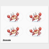 Funny Dancing Crab Cartoon Art Sticker 楕円形シール (シート)