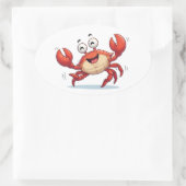 Funny Dancing Crab Cartoon Art Sticker 楕円形シール (バッグ)