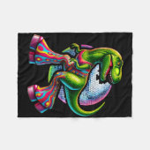 Funny Dancing Dinosaur  フリースブランケット (正面(横))