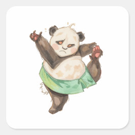 Funny Dancing Panda Sticker | Cute Ballet Cartoon  スクエアシール