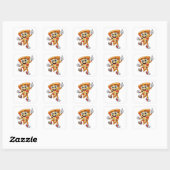 Funny Dancing Pizza Slice Cartoon Sticker スクエアシール (シート)