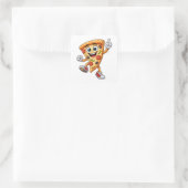 Funny Dancing Pizza Slice Cartoon Sticker スクエアシール (バッグ)