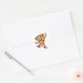 Funny Dancing Pizza Slice Cartoon Sticker スクエアシール (封筒)