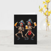 Funny Dancing Rate Skeletons Beer Drinking Hallowe カード (黄色い花)