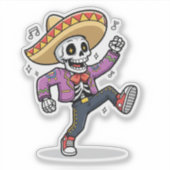 Funny Dancing Skeleton Custom-Cut Vinyl Sticker シール (正面)
