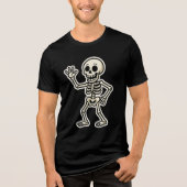 Funny Dancing Skeleton Sticker – Cute Halloween トライブレンドＴシャツ (正面)
