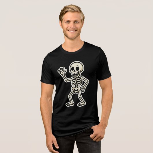Funny Dancing Skeleton Sticker – Cute Halloween トライブレンドＴシャツ (正面全面)