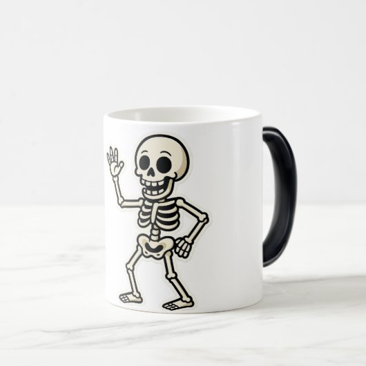 Funny Dancing Skeleton Sticker – Cute Halloween モーフィングマグカップ (正面右)