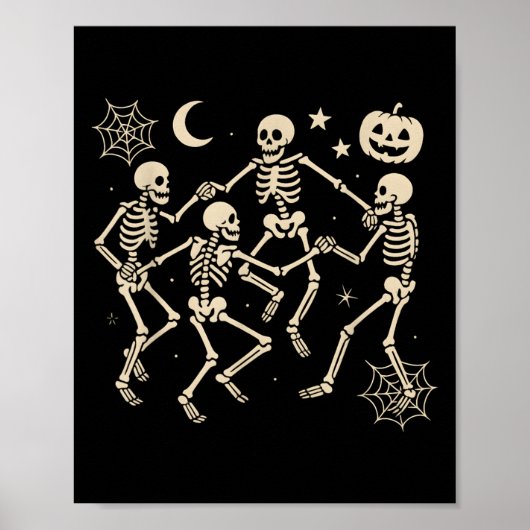 Funny Dancing Skeletons Dance Halloween Costume Ad ポスター (正面)