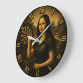 Funny Darts Mona Lisa  Bullseye Game Room Gift ラージ壁時計 (傾斜)