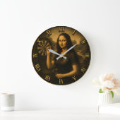 Funny Darts Mona Lisa  Bullseye Game Room Gift ラージ壁時計 (ホーム)