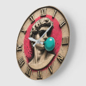 Funny David Bubble Gum Pop Art Michelangelo Statue ラージ壁時計 (傾斜)