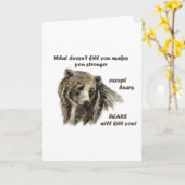 funny De Motivational Quoteくまの殺害 カード (黄色い花)