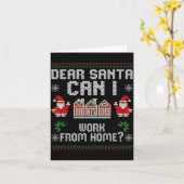 Funny Dear Santa Can I Work From Home Ugly Christm カード (黄色い花)