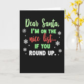 Funny Dear Santa Christmas Card Nice List Round up カード (黄色い花)