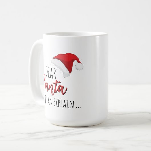 Funny Dear Santa (I can Explain ...) Customizable  コーヒーマグカップ (正面左)
