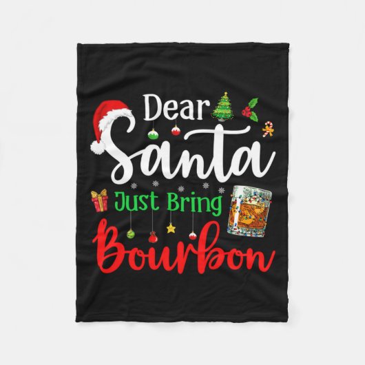 Funny Dear Santa Just Bring Bourbon Christmas Paja フリースブランケット (正面)