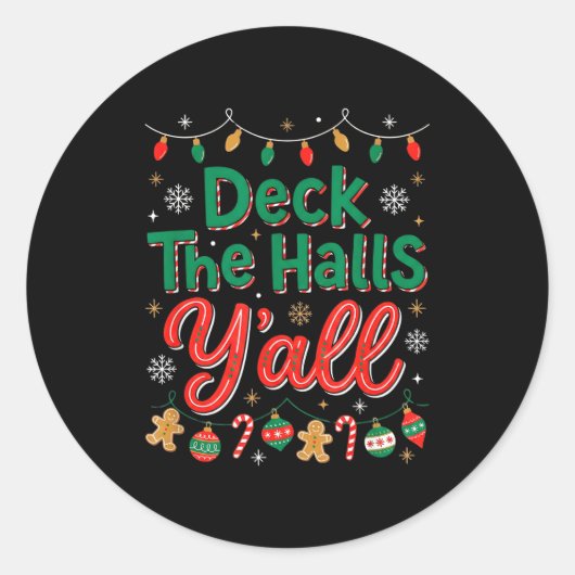 Funny Deck The Halls Y’all Christmas Humor ラウンドシール (正面)