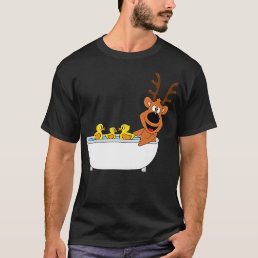 Funny Deer dog print black labs Tシャツ (正面)