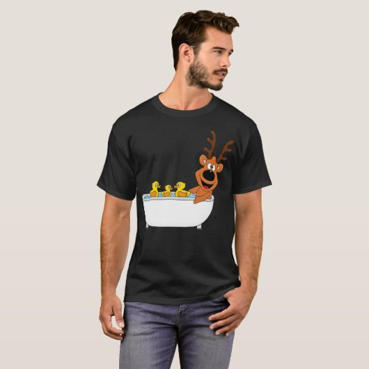Funny Deer dog print black labs Tシャツ (正面フル)