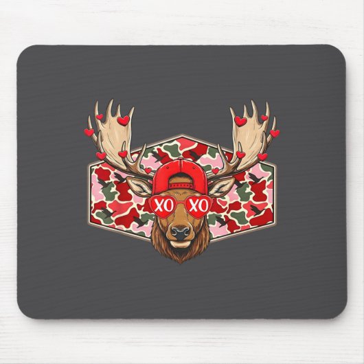 Funny Deer Hunting Buck Camo Valentines Day Men Wo マウスパッド (正面)