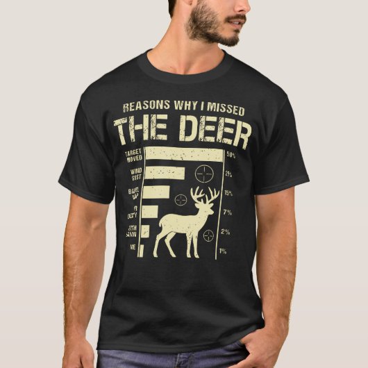 Funny Deer Hunting Reasons Why I Missed The Deer Tシャツ (正面)