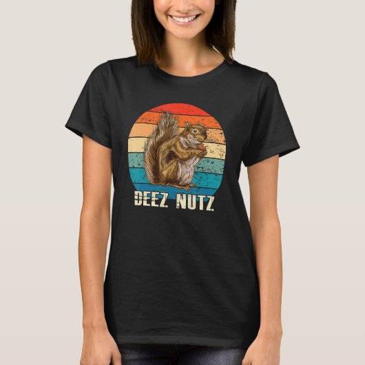 Funny Deez Nut Nutcracker Squirrel Deez Nutz Retro Tシャツ (正面)