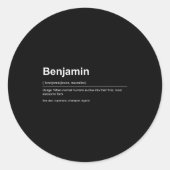 Funny Definition Quote For The Name Benjamin _ ラウンドシール (正面)