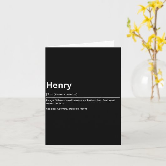 Funny Definition Quote For The Name Henry _  カード (黄色い花)