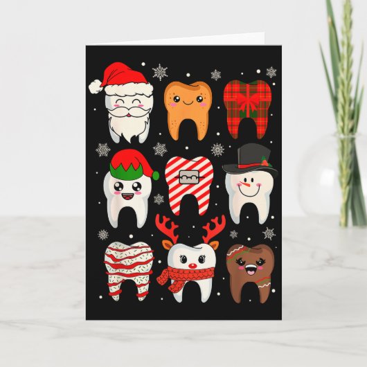 Funny Dental Christmas Teeth Cute Xmas Dentist Squ カード (正面)