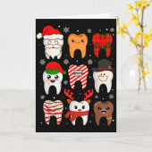 Funny Dental Christmas Teeth Cute Xmas Dentist Squ カード (黄色い花)