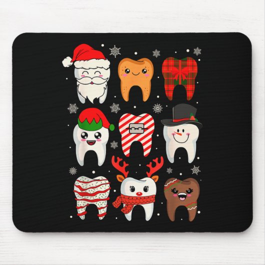 Funny Dental Christmas Teeth Cute Xmas Dentist Squ マウスパッド (正面)