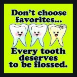 Funny Dental Office Artwork ポスター<br><div class="desc">Cool art prints for the dentist's office. Remind patients to brush and floss with a funny custom kawaii art print for the dental office. Eye catching and brightly colored, this funny dental art print shows two happy kawaii art teeth and one sad yellow cracked one. A hilarious reminder to everyone...</div>