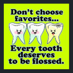 Funny Dental Office Artwork ポスター<br><div class="desc">Cool art prints for the dentist's office. Remind patients to brush and floss with a funny custom kawaii art print for the dental office. Eye catching and brightly colored, this funny dental art print shows two happy kawaii art teeth and one sad yellow cracked one. A hilarious reminder to everyone...</div>