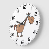 Funny Derpy Horse Silly Brown Stallion ラージ壁時計 (傾斜)