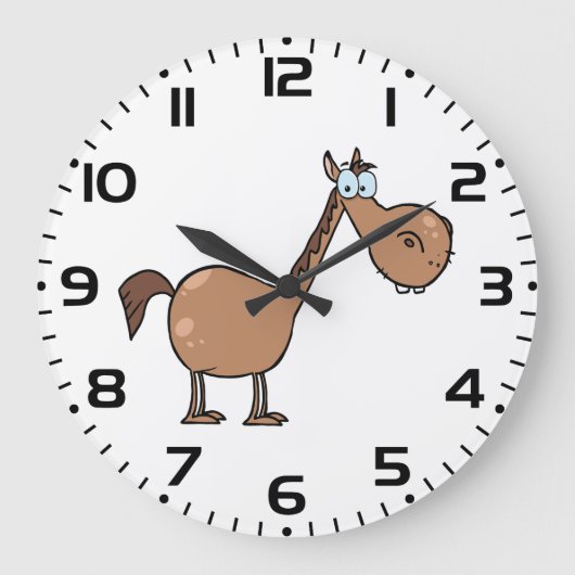 Funny Derpy Horse Silly Brown Stallion ラージ壁時計 (正面)