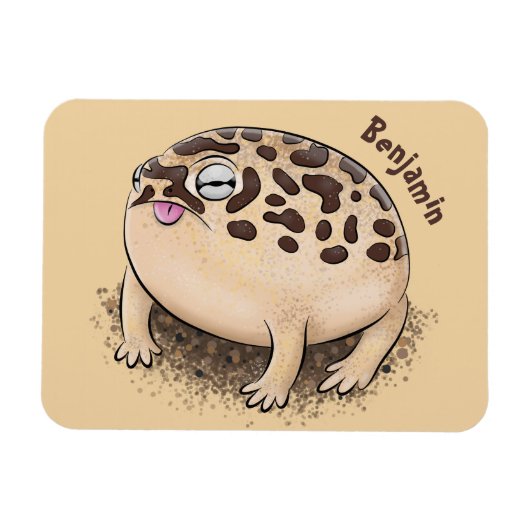 Funny desert rain frog cartoon illustration マグネット (横)